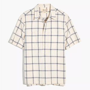 Madewell Cream and Blue Plaid Casual Button Down Shirt